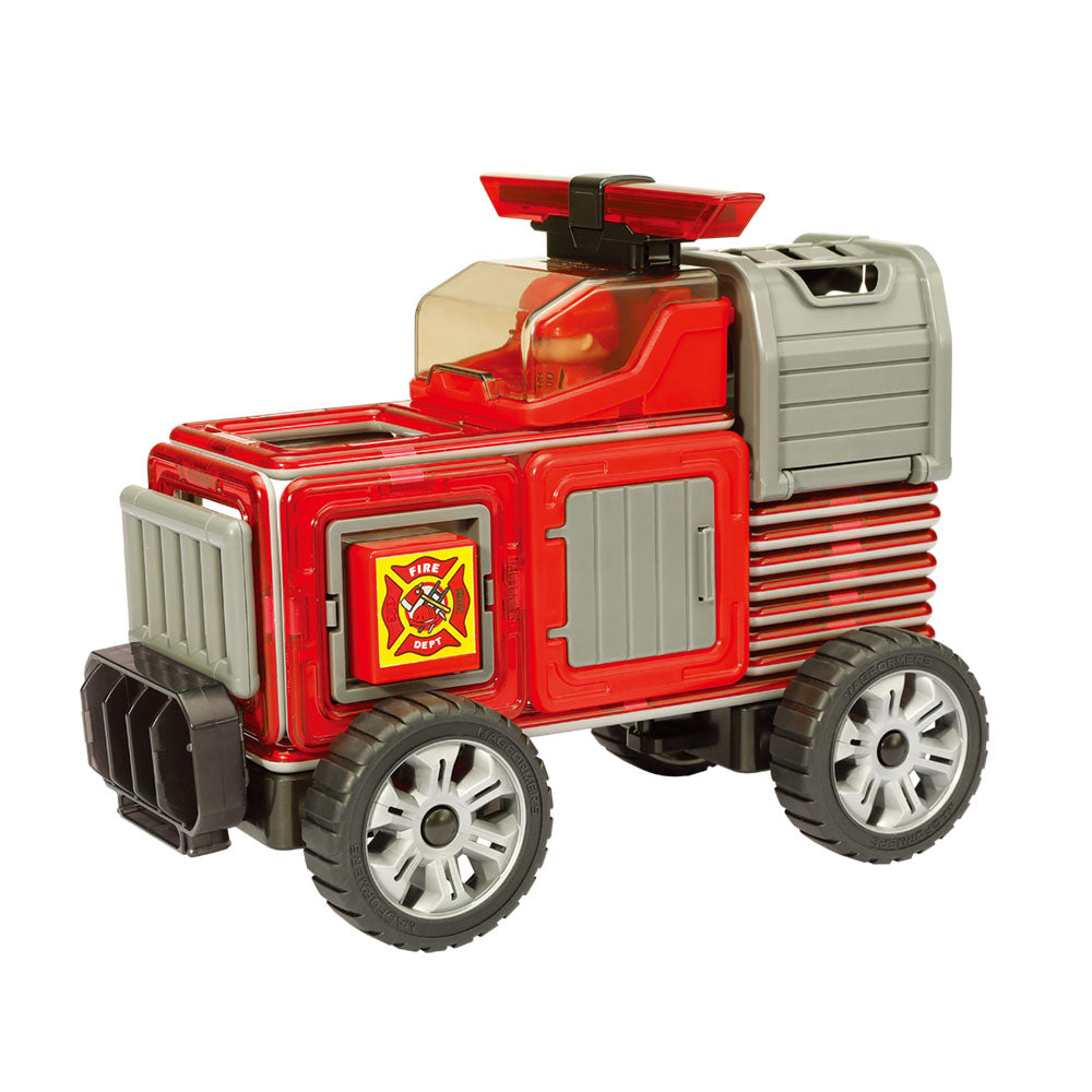 Joc magnetic de construcție Magformers Amazing Rescue Set - Statia de Pompieri, 50 piese