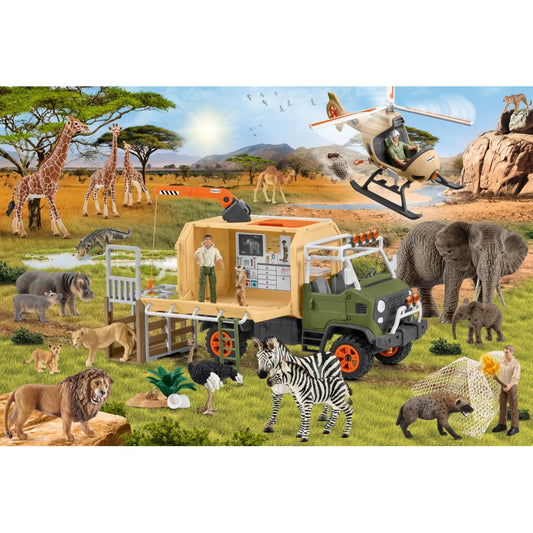 Imagine Puzzle Schmidt: Schleich - Salvare veterinara, 60 piese + Cadou: figurine animale