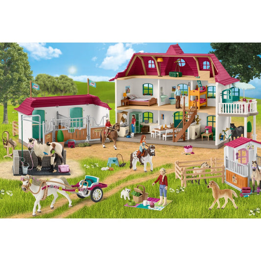 Imagine Puzzle Schmidt: Schleich - Horse Club: Grajduri de echitatie, 100 piese + Cadou: figurine animale