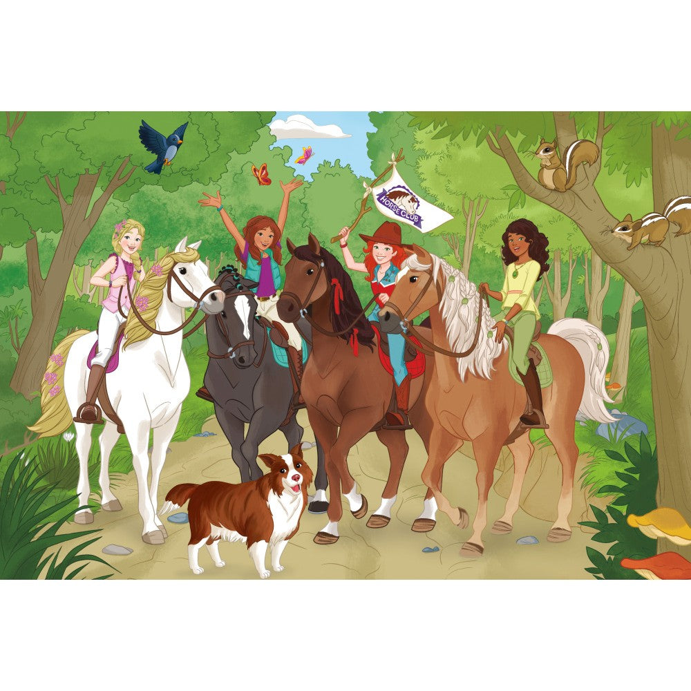 Imagine Puzzle Schmidt: Schleich - Horse Club, Set de 2 x 60 piese si 2 x 100 piese + Bonus: cufar metalic