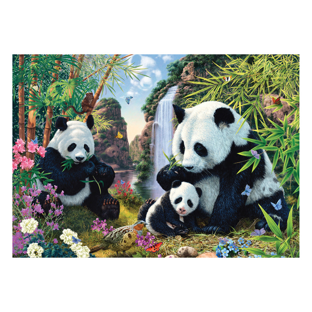 Imagine Puzzle Schmidt: Familia panda la cascada, 500 piese
