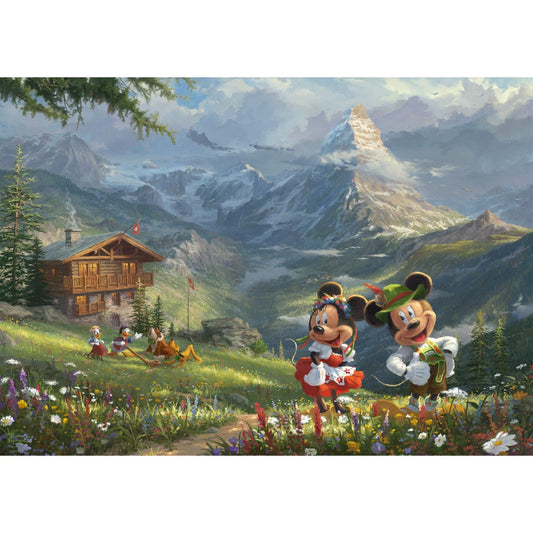 Imagine Puzzle Schmidt: Thomas Kinkade - Disney - Mickey si Minnie in Alpi, 1000 piese