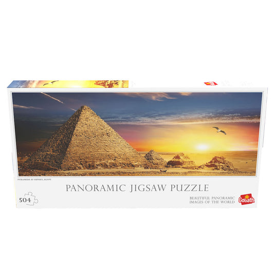 Imagine Puzzle Panoramic - Piramidele Egiptene la apus, 504 piese- Goliath