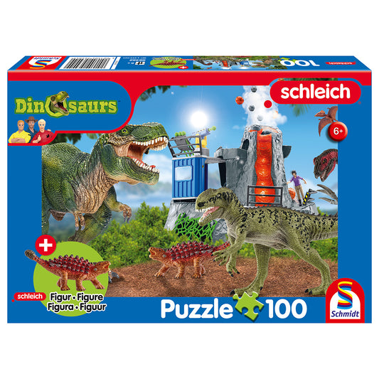 Puzzle Schmidt: Dinozauri din timpuri preistorice, 100 piese + Cadou: figurina dinozaur Saichania