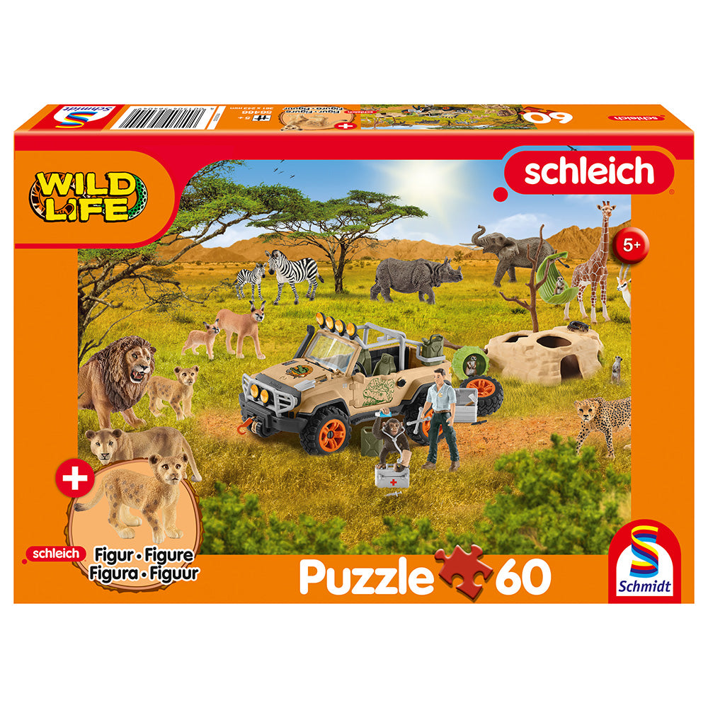 Puzzle Schmidt: Lumea salbatica, in savana, 150 piese + Cadou: figurina pui de leu