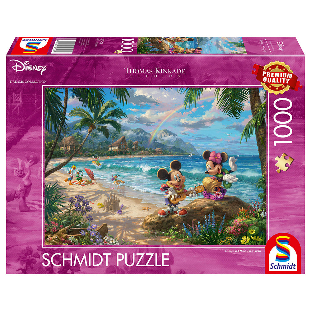 Puzzle Schmidt: Thomas Kinkade - Disney - Mickey si Minnie in Hawaii, 1000 piese