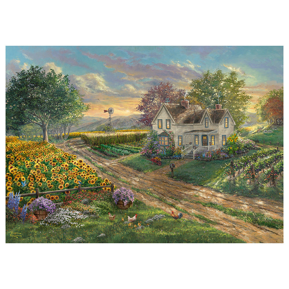 Puzzle Schmidt: Thomas Kinkade - Campuri de floarea-soarelui, 1000 piese