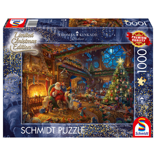 Puzzle Schmidt: Thomas Kinkade - Mos Craciun si spiridusii lui, 1000 piese, editie limitata