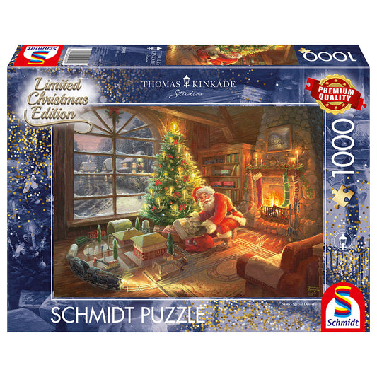 Puzzle Schmidt: Thomas Kinkade - Mos Craciun este aici, 1000 piese, editie limitata