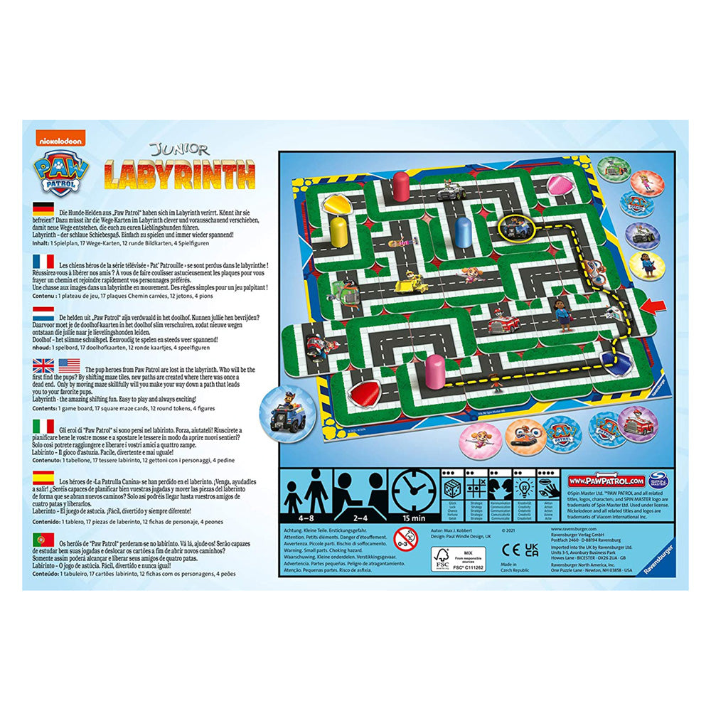 Imagine Labyrinth Paw Patrol Junior Ravensburger, joc labirint pentru copii de la 4 ani, multilingv incl. RO