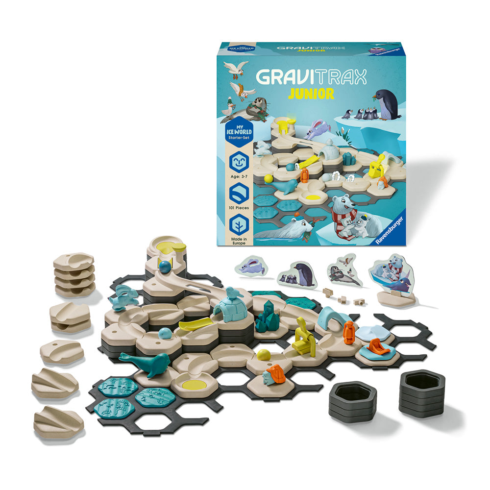Imagine - Joc de constructie Gravitrax Junior pentru copii de la 3 ani- My Ice World - Set de baza, Lumea Inghetata