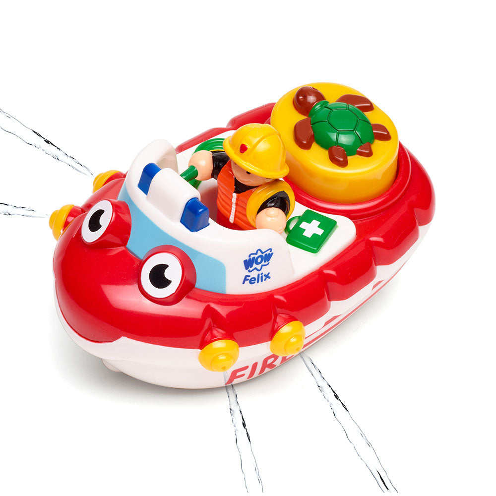 Jucarie de baie WOW Toys, Barca de pompieri, Fireboat Felix