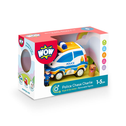 Jucarie pentru copii WOW Toys, Masina de politie cu catel, Police Chase Charlie