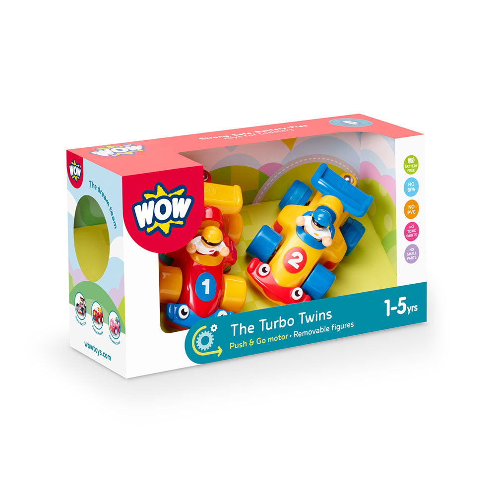 Jucarie pentru copii WOW Toys, Set masini de curse, The Turbo Twins
