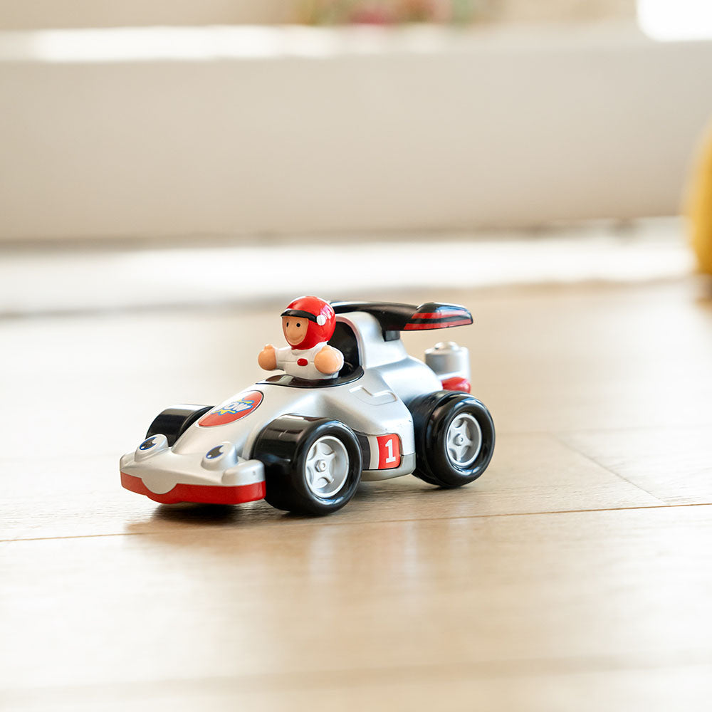 Jucarie pentru copii WOW Toys, Masina de curse si cu obstacol, Richie Race Car