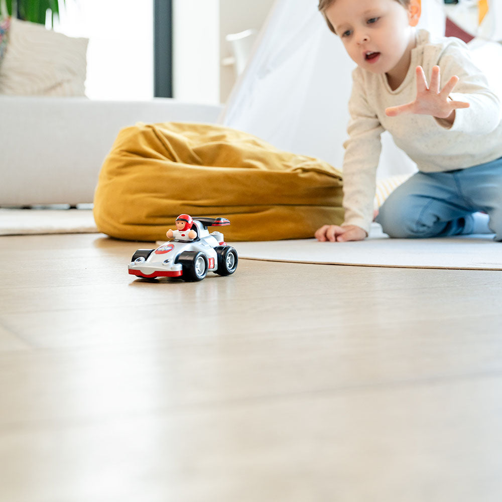 Jucarie pentru copii WOW Toys, Masina de curse si cu obstacol, Richie Race Car