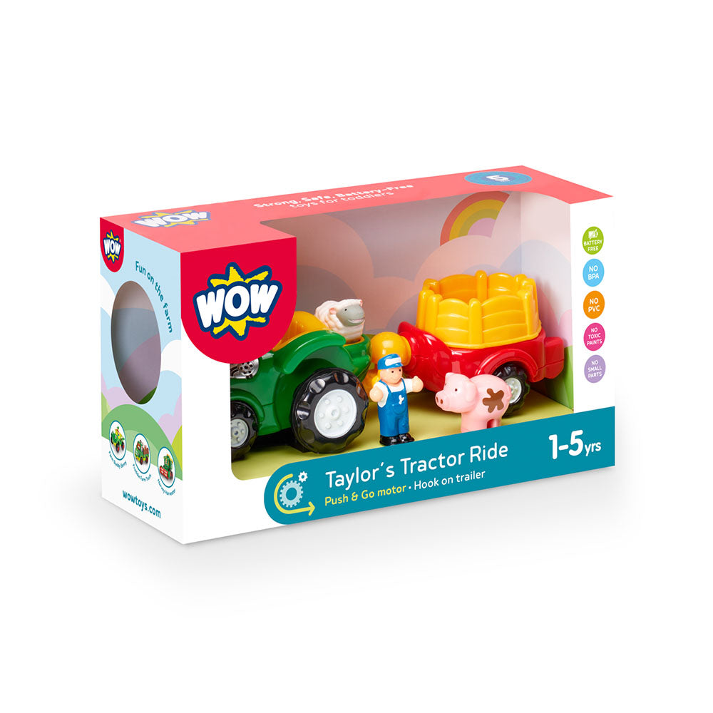 Jucarie pentru copii WOW Toys, Tractor cu remorca, Taylor's Tractor Ride