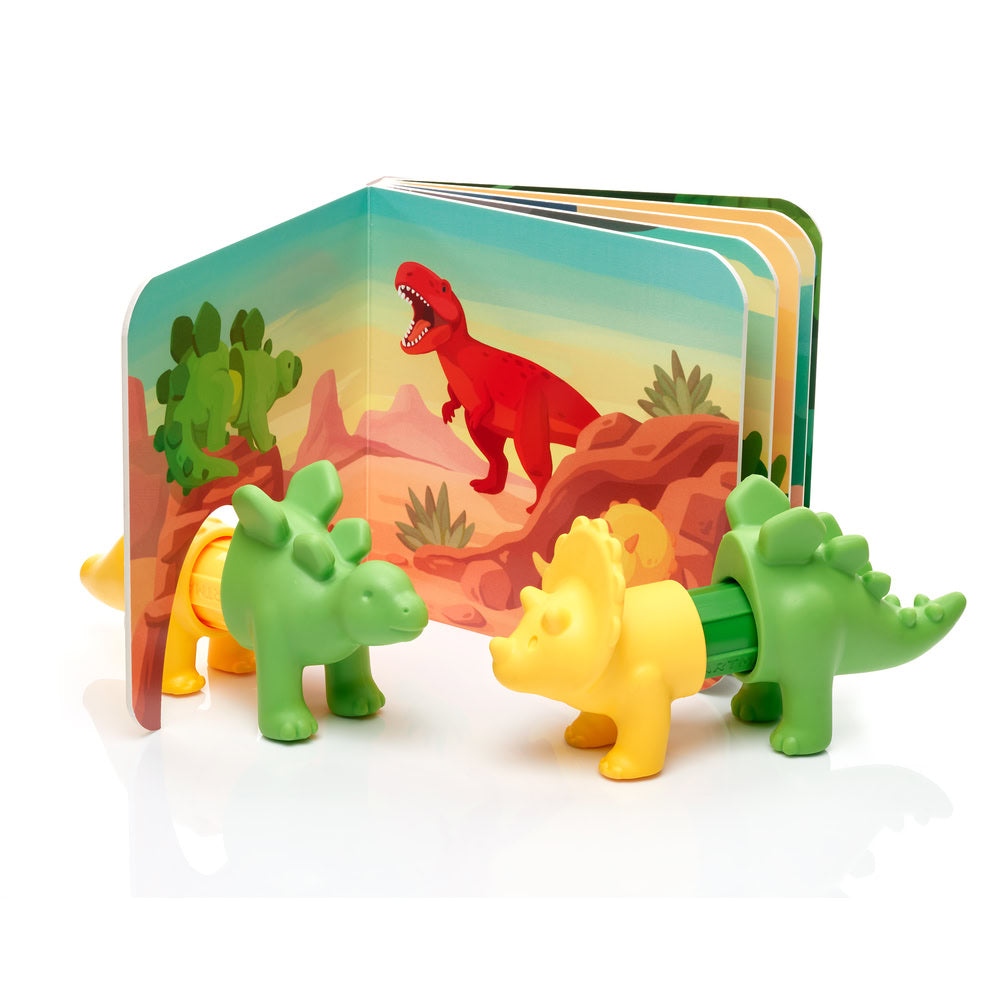 Joc magnetic Smart Max, My First Stories: Dino Friends, Carte cu povesti si dinozauri - 7 piese