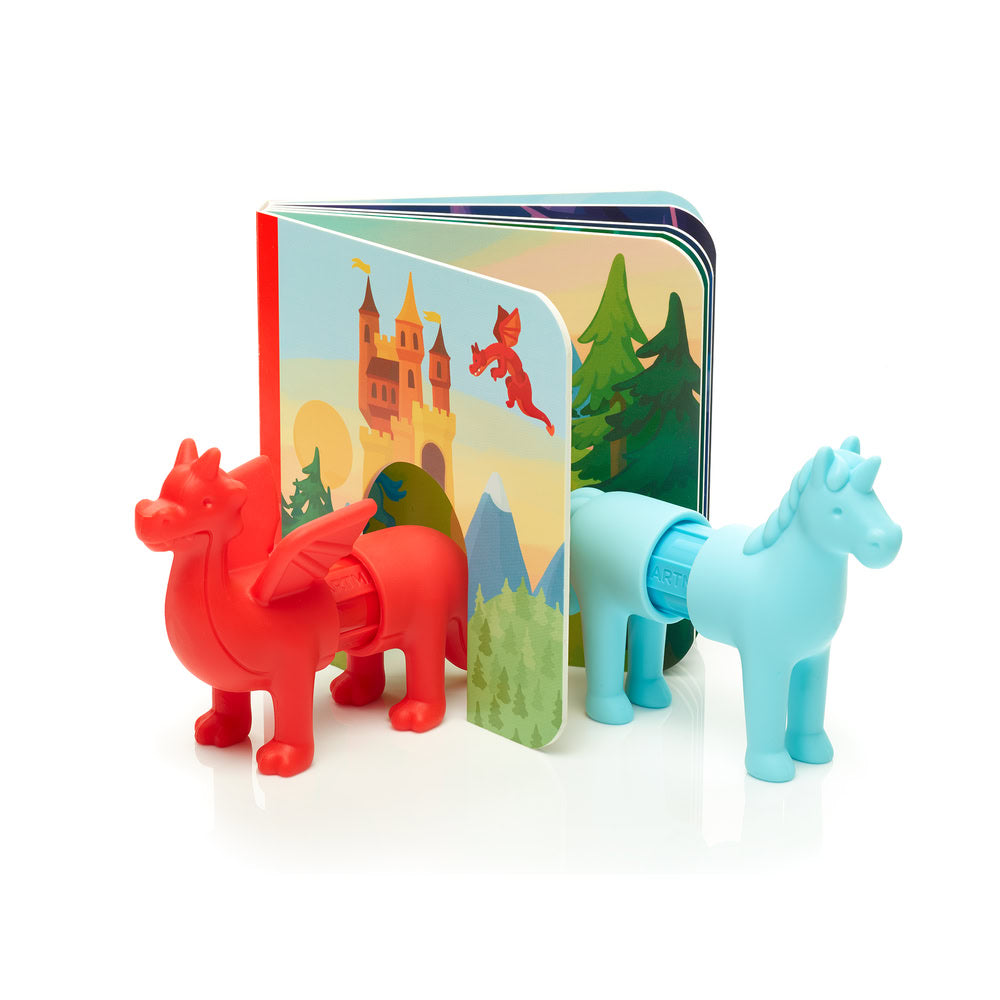 Joc magnetic Smart Max, My First Stories: Fantasy Friends, Carte cu povesti si animale fantastice - 7 piese