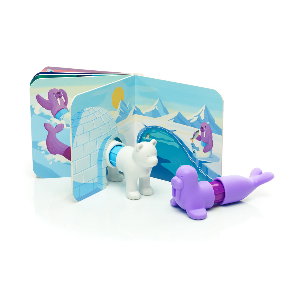 Joc magnetic Smart Max, My First Stories: Polar Friends, Carte cu povesti si animale polare - 7 piese