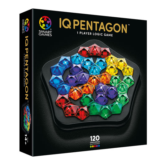 Smart Games - IQ Deluxe - Pentagon, joc de logica cu 120 de provocari, 14+ ani, editie internationala