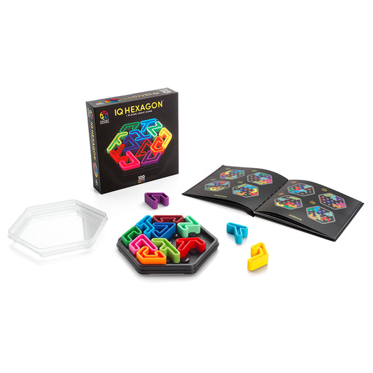 Smart Games - IQ Deluxe - Hexagon, joc de logica cu 120 de provocari, 14+ ani, editie internationala