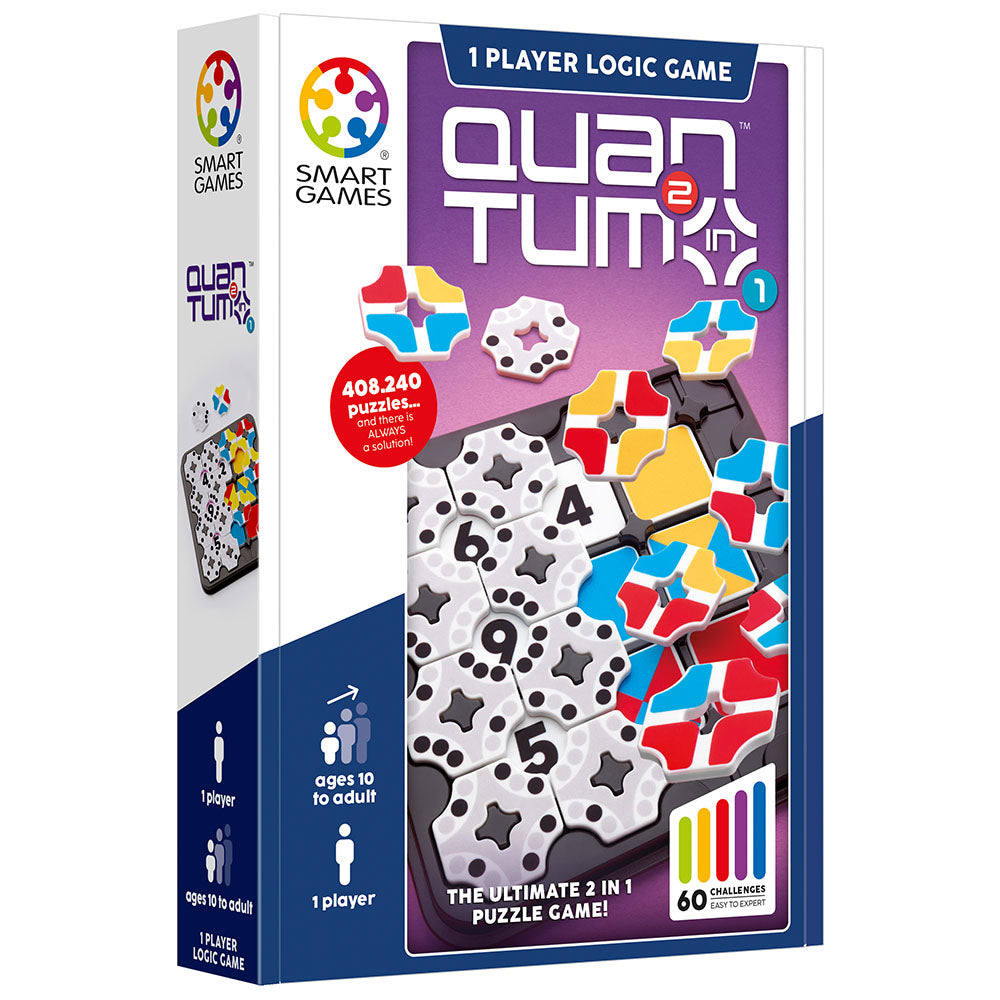 Smart Games - Quantum - 2 in 1 Puzzle, joc de logica cu 60 de provocari, 10+ ani, editie internationala