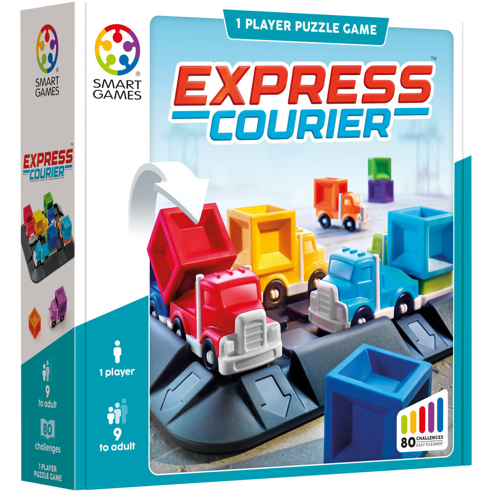 Smart Games - Express Courier, joc de logica cu 80 de provocari, 9+ ani, editie internationala