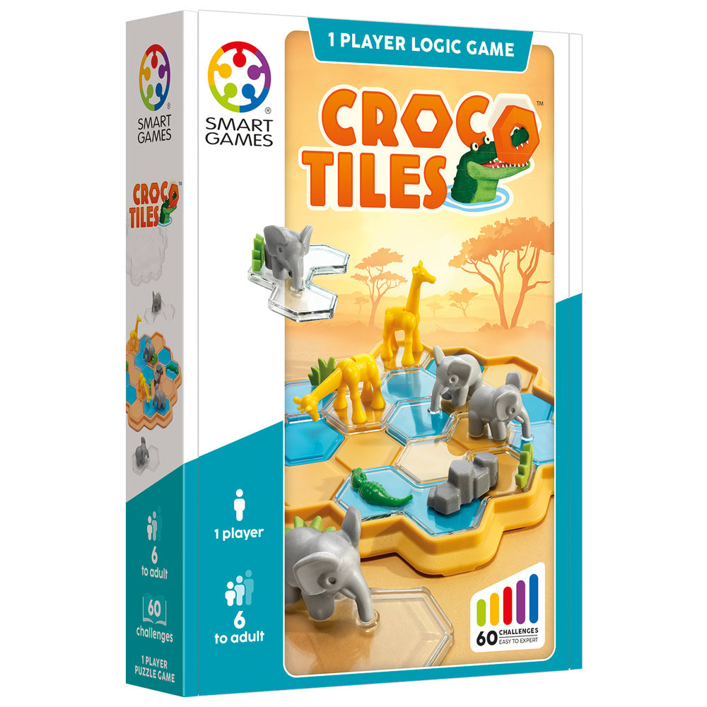 Smart Games - Croco Tiles, joc de logica cu 60 de provocari, 6+ ani, editie internationala
