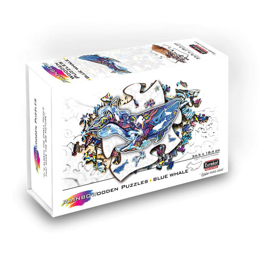 Imagine - Puzzle din lemn multicolorat - Balena albastra, 125 piese