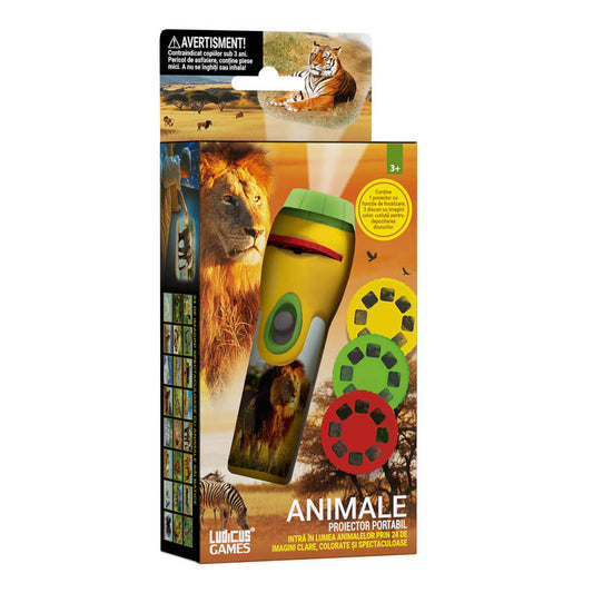 ANIMALE - Proiector portabil pentru copii, 24 imagini clare, colorate si spectaculoase
