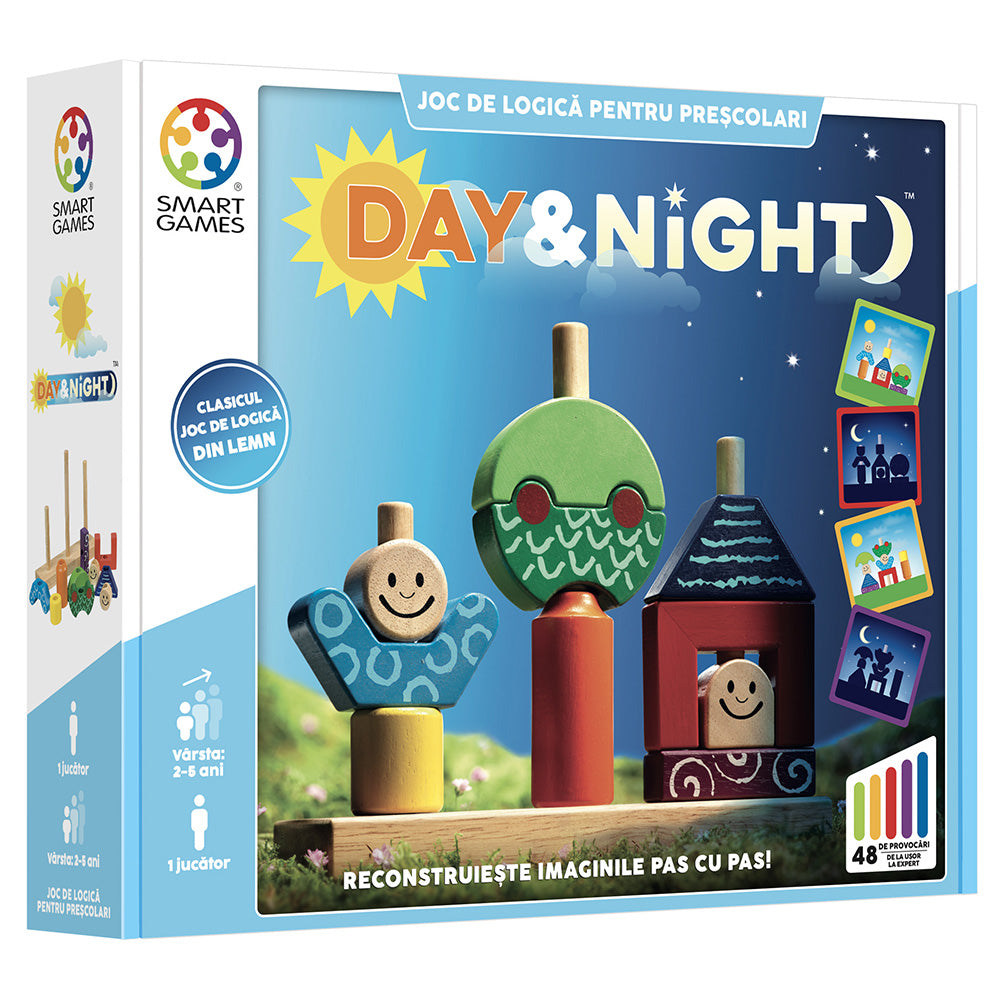 Smart Games - Day & Night, joc de logica cu 48 de provocari, 2+ ani, editie lb. romana