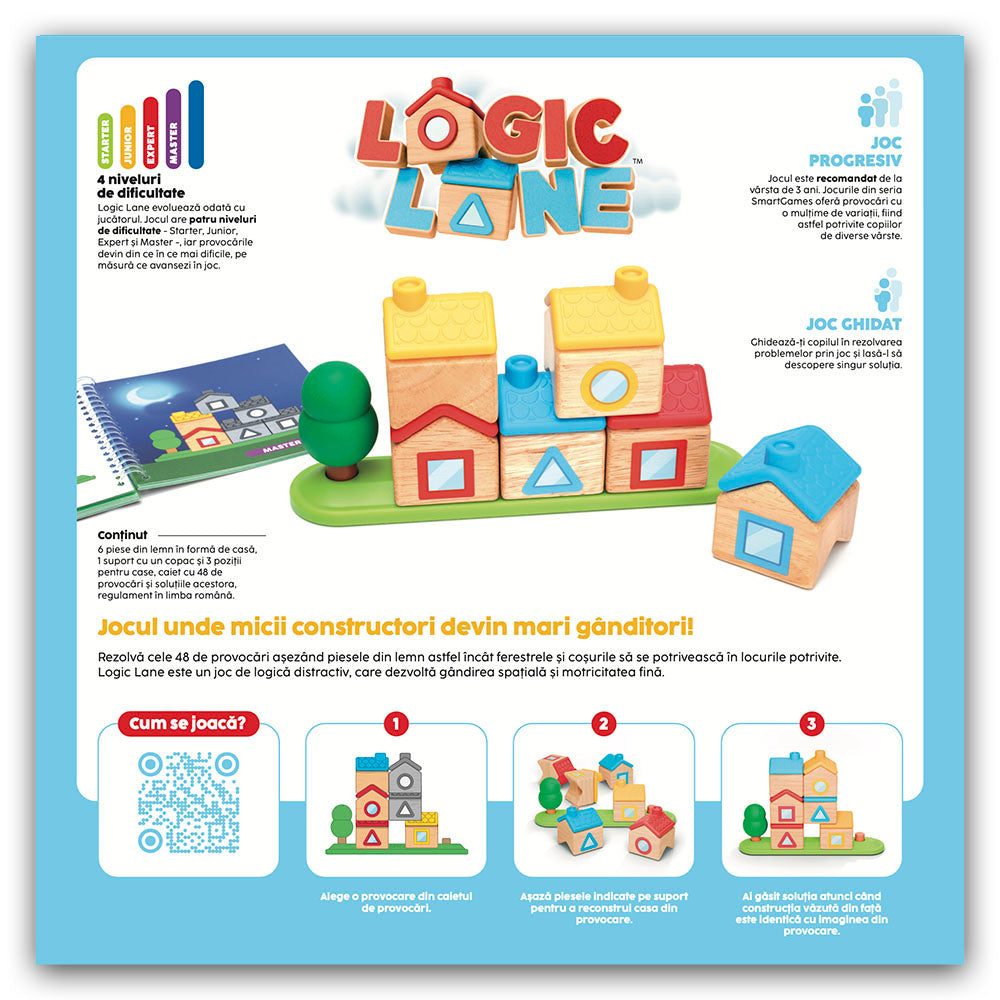 Smart Games - Logic Lane, joc de logica cu 48 de provocari, 3+ ani, editie lb. romana
