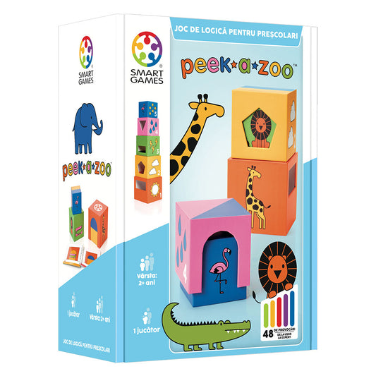 Smart Games - Peek - a - Zoo, joc de logica cu 48 de provocari, 2+ ani, editie lb. romana, editie noua