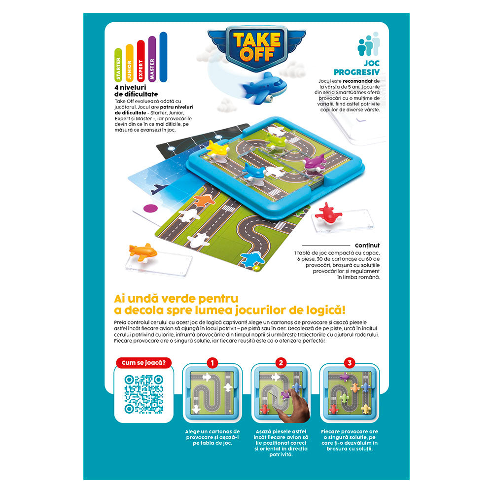 Smart Games - Take Off, joc de logica cu 60 de provocari, 5+ ani, editie lb. Romana