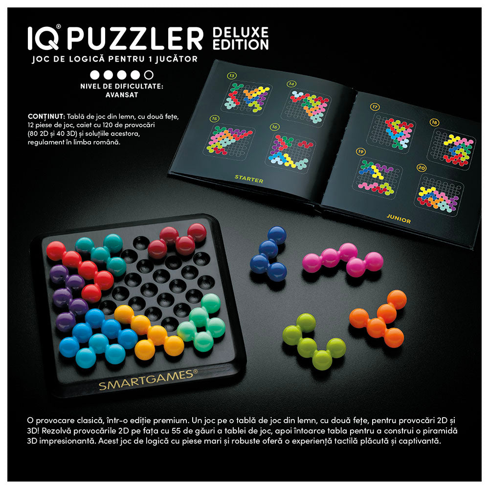 Smart Games - IQ Deluxe - Puzzler, joc de logica cu 120 de provocari, 14+ ani, editie lb. Romana