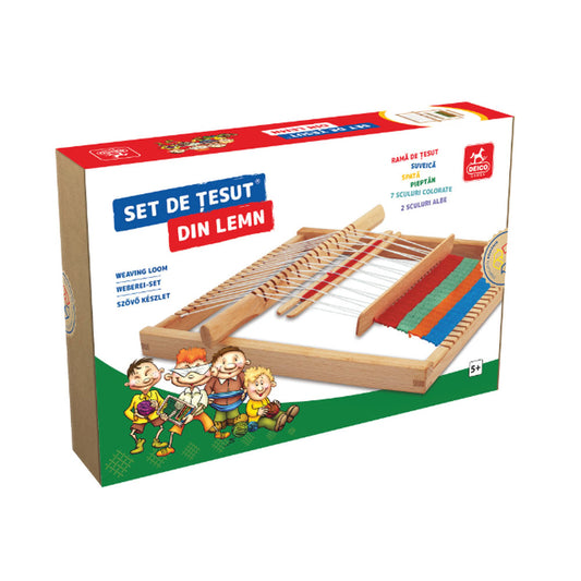 Jucarie educativa - Set de tesut, din lemn si accesorii incluse
