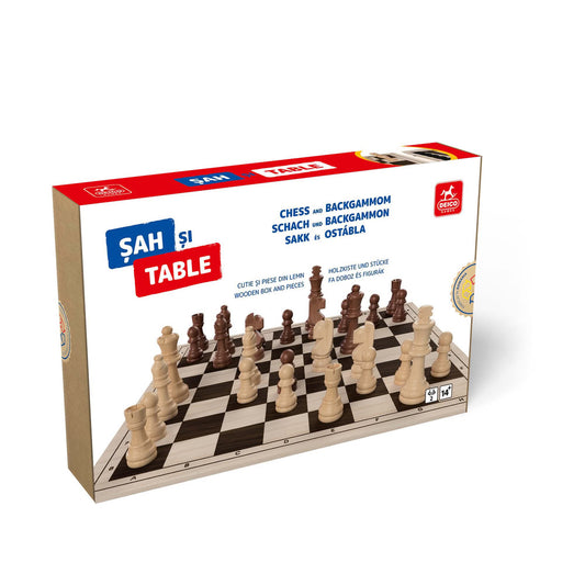 Joc Sah si Table, cutie si piese din lemn, rege 7.62 cm