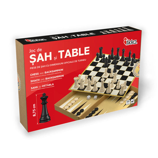 Joc Sah si Table, dimensiuni oficiale de concurs, rege 8.75 cm - TIKKA