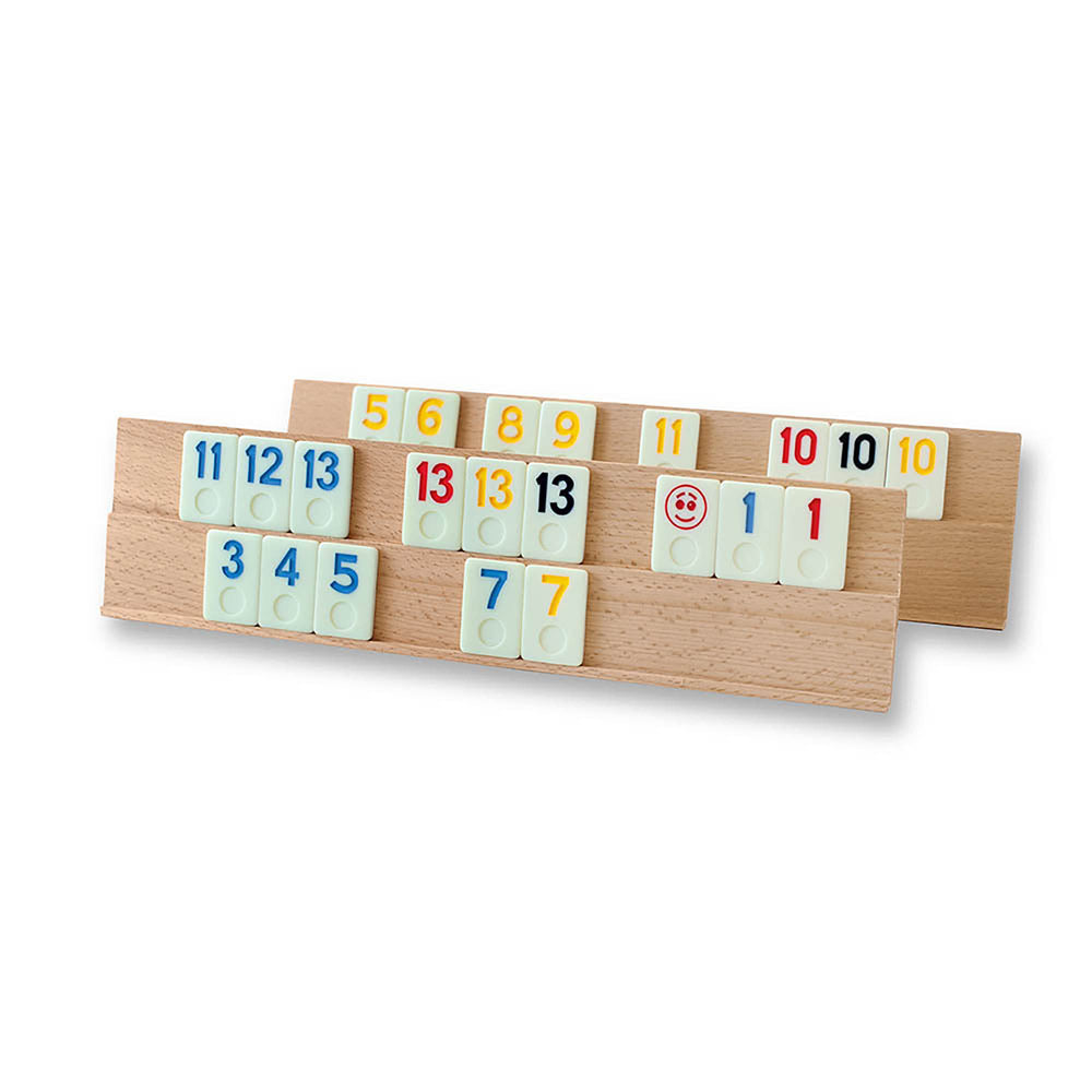 Joc Remi Clasic, cu piese tip piatra si tabla lemn masiv - TIKKA