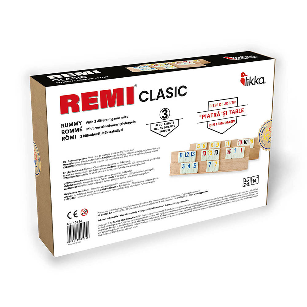 Joc Remi Clasic, cu piese tip piatra si tabla lemn masiv - TIKKA