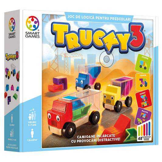 Smart Games - Trucky 3, joc de logica cu 48 de provocari, 3+ ani, editie lb. Romana