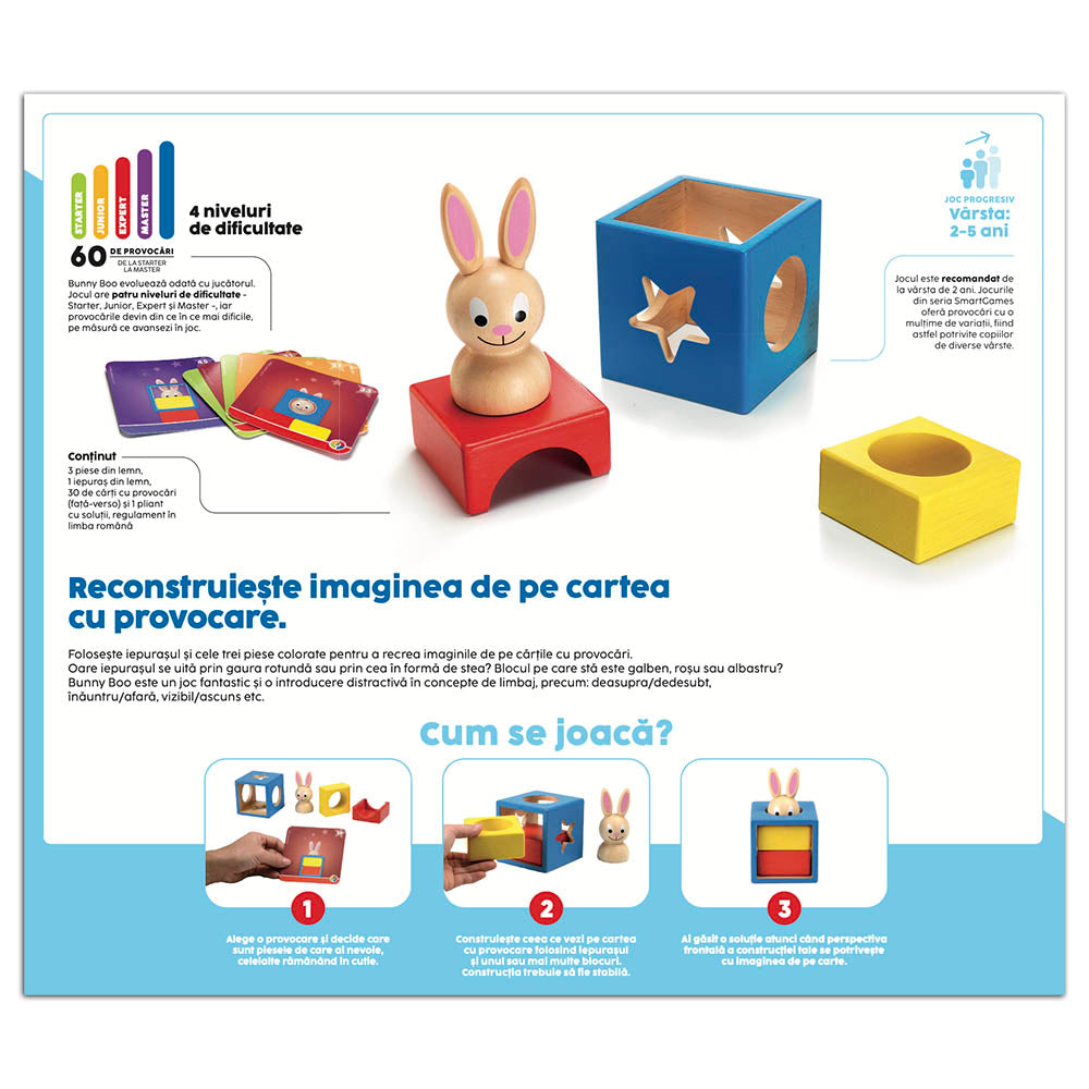 Smart Games - Bunny Boo, joc de logica cu 60 de provocari, 2+ ani, editie lb. Romana