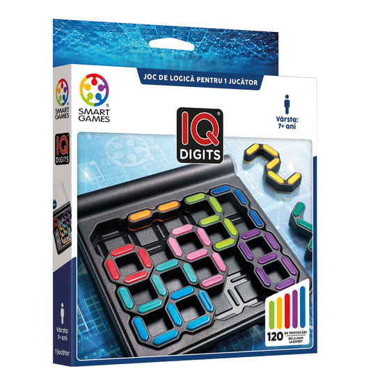 Smart Games - IQ Digits, joc de logica cu 120 de provocari, 7+ ani, editie lb. Romana