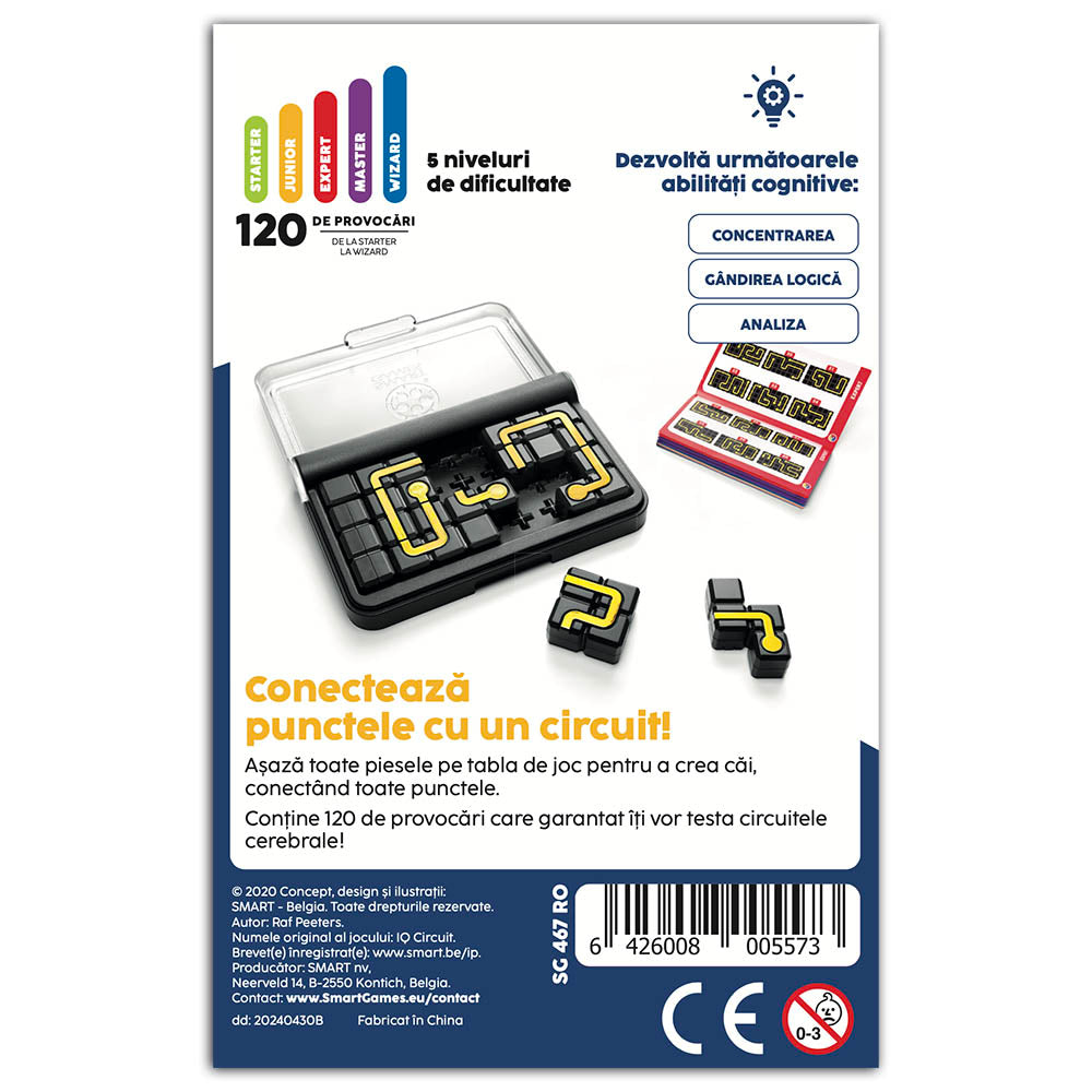 Smart Games - IQ Circuit, joc de logica cu 120 de provocari, 8+ ani, editie lb. Romana