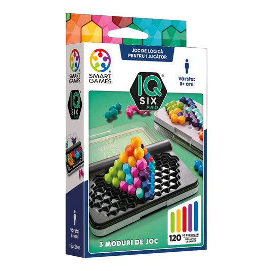 Smart Games - IQ Six Pro, joc de logica cu 120 de provocari, 8+ ani, editie lb. Romana