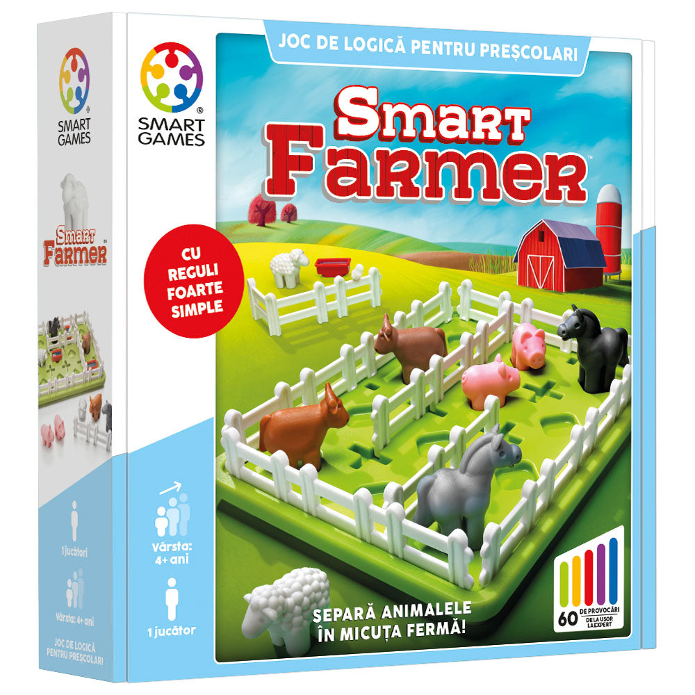 Smart Games - Smart Farmer, joc de logica cu 60 de provocari, 4+ ani, editie lb. Romana