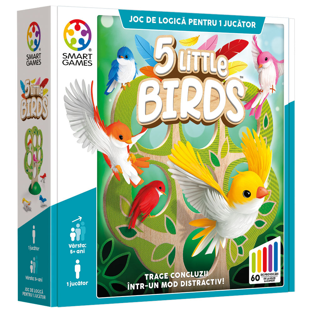 Smart Games - 5 Little Birds, joc de logica cu 60 de provocari, 5+ ani, editie lb. Romana