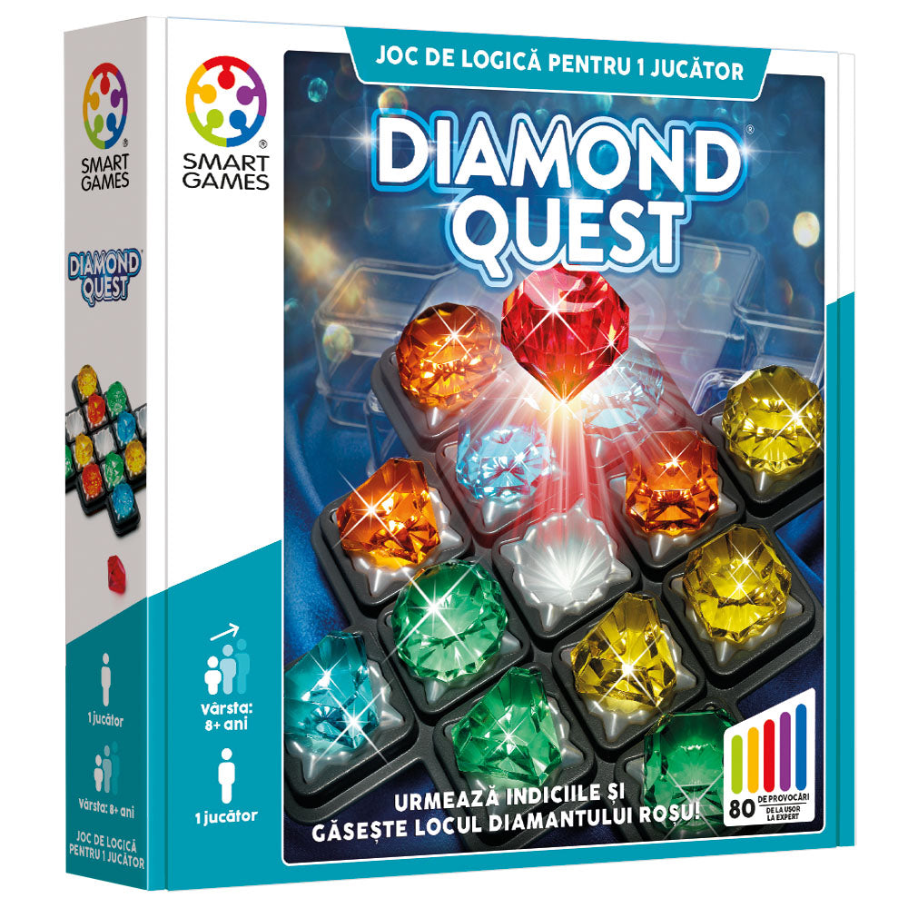 Smart Games - Diamond Quest, joc de logica cu 80 de provocari, 8+ ani, editie lb. Romana