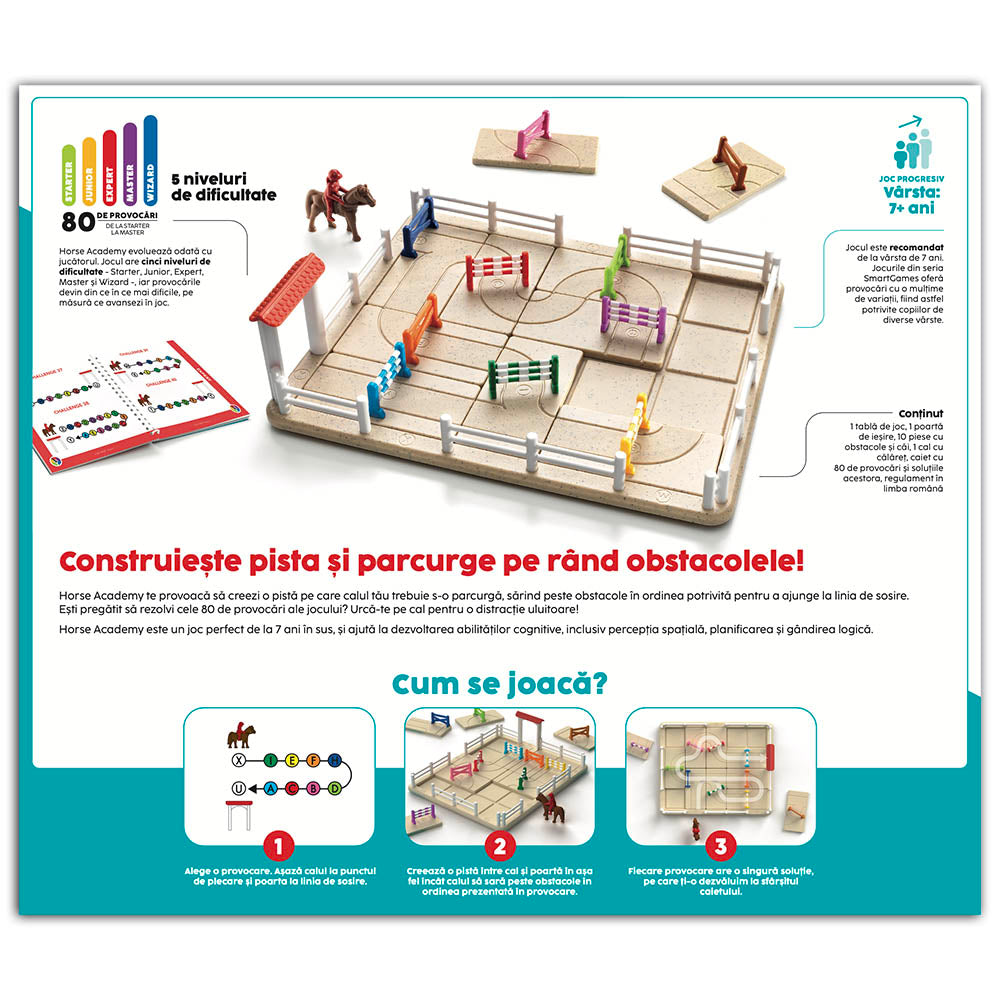 Smart Games - Horse Academy, joc de logica cu 80 de provocari, 7+ ani, editie lb. Romana